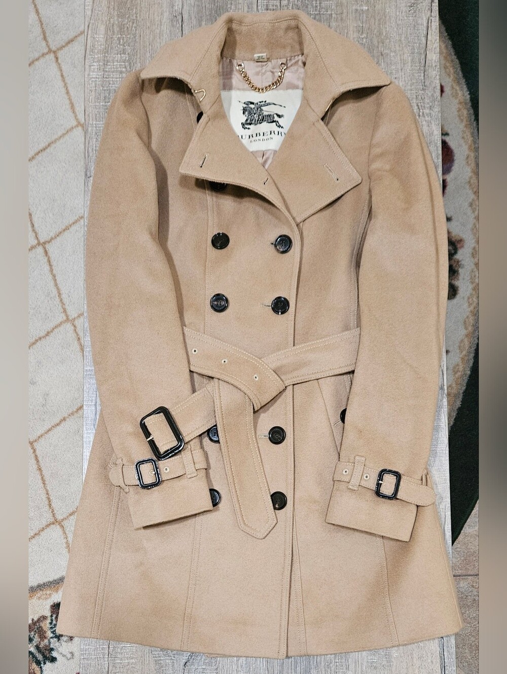 Burberry Prorsum Wool & Cashmere Double Breasted Trench Coat (USA 2/Camel/Tan) - Picture 2 of 13